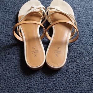 Call It Spring White and Tan Multi-Strap Slide Sandals